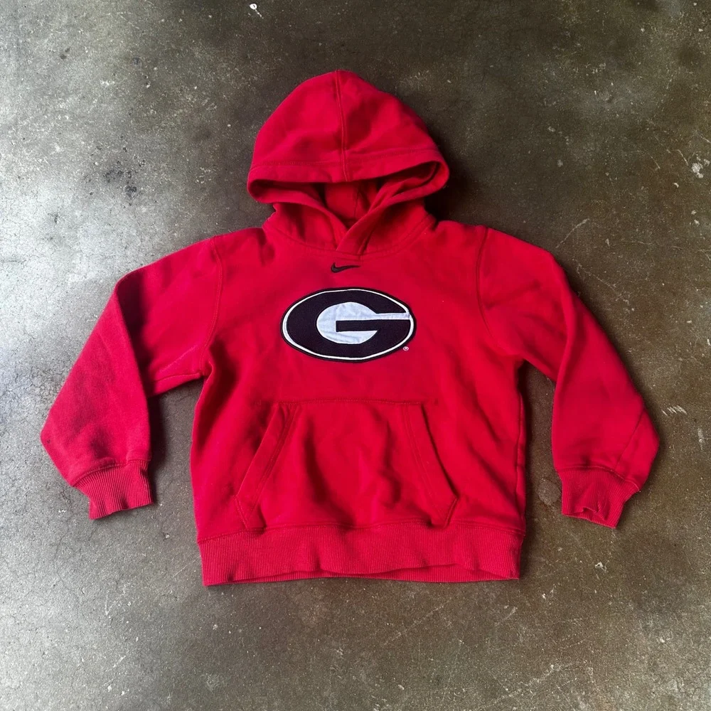 Nike Hoodie Kids Size 6 Red Good Georgia Bulldogs Pullover Fleece Logo